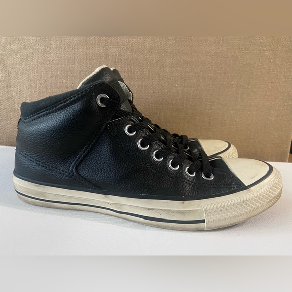 Converse (Unisex) Chuck Taylor ALL Star High Street HI black leather size M7/W9 - Picture 3 of 7